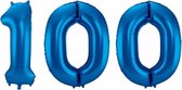 Cijfer 100 ballon blauw 86 cm