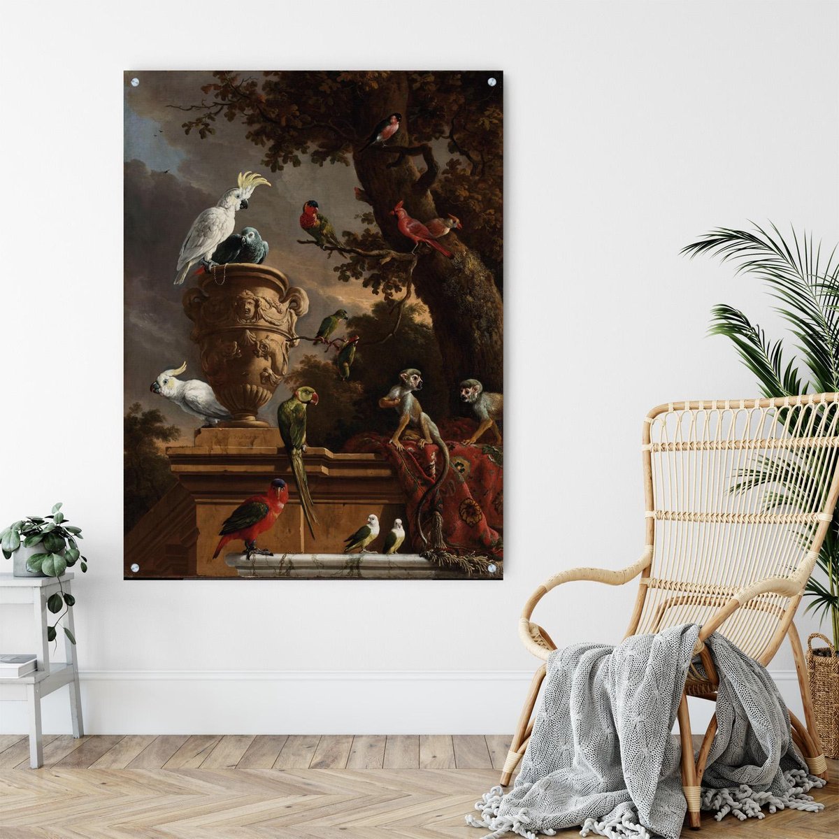 De Menagerie - d' Hondecoeter - Dieren - Schilderij op HD golfkarton