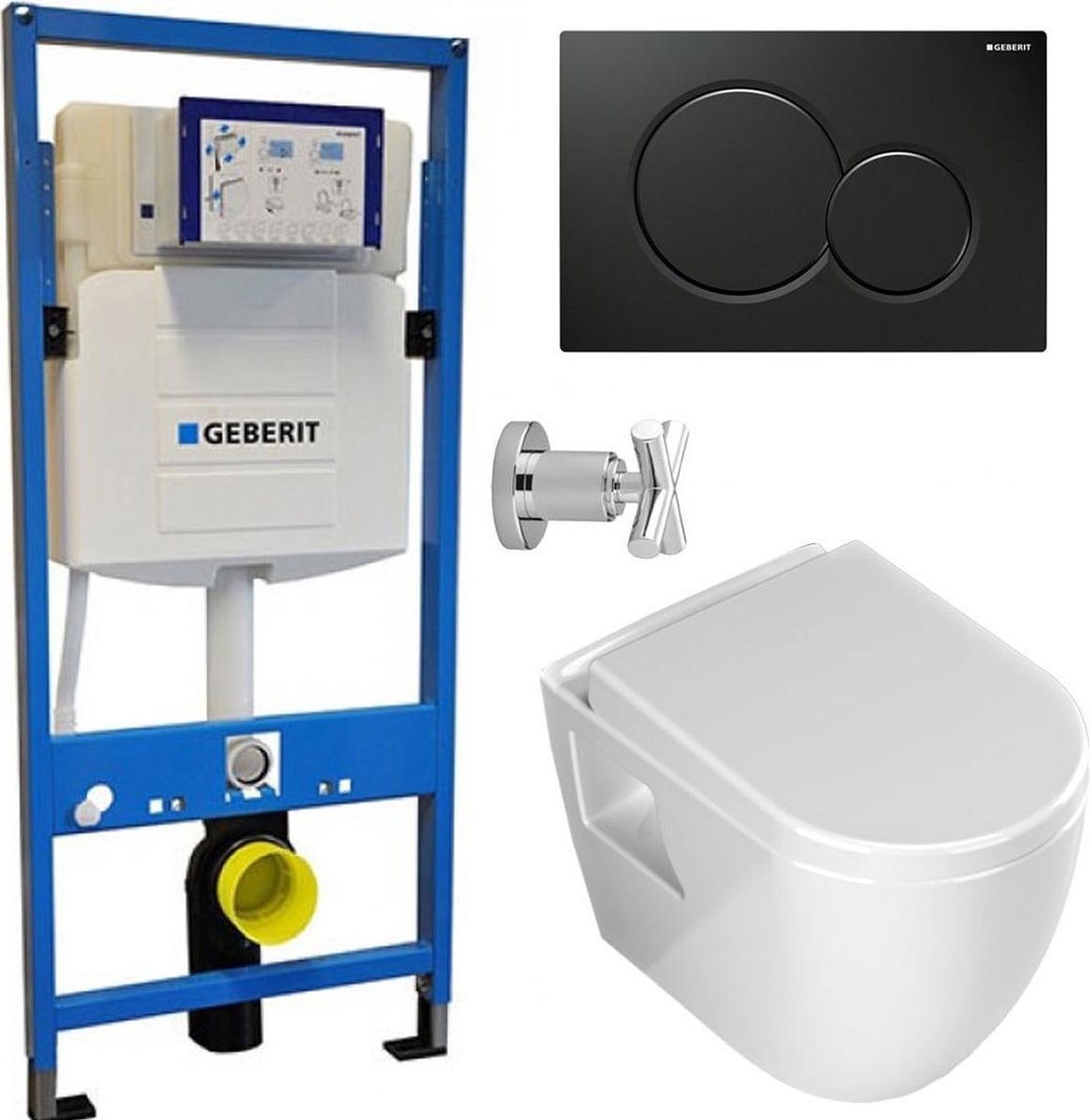 Geberit UP320 Toiletset - Inbouw WC Hangtoilet Rimless Aloni met Bidetkraan  - Sigma-01... | bol