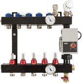 VTE In-Line vloerverwarming verdeler 2 groepen met flowmeters, inclusief adapters 16 mm