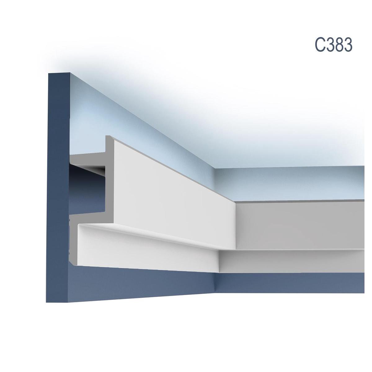 Kroonlijst Orac Decor C383 MODERN L3 Indirecte verlichting Sierlijst modern design wit 2m