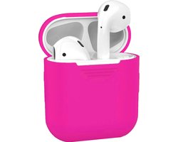 Hoesje - Geschikt voor Apple Airpods 2 - Siliconen Hoes met Clip - Silicone Case Cover - Donkerroze