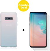 Samsung Galaxy S10e Telefoonhoesje met 2 x Screenprotector | Siliconen Tpu Smartphone Back Cover Transparant | Gehard Beschermglas