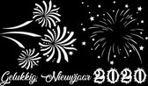 Raamsticker uitbreiding oud & nieuw - wit - herbruikbaar - gelukkig nieuwjaar - happy new year