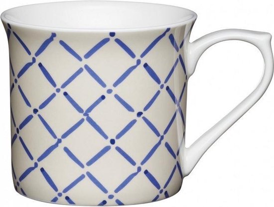 Smaak Datum Allerlei soorten Set van 4 - Mok Grafisch Blauw - Porselein, Fine Bone China - 300ml -  KitchenCraft | bol.com