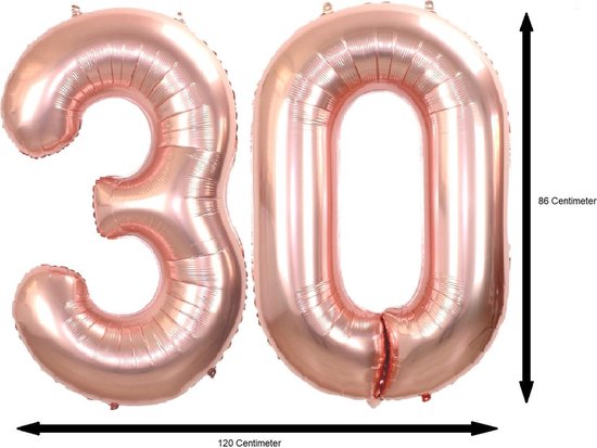 Ballon d'aluminium Figure 30 ans Rosé Or 86Cm Anniversaire Ballon  d'aluminium avec paille | bol