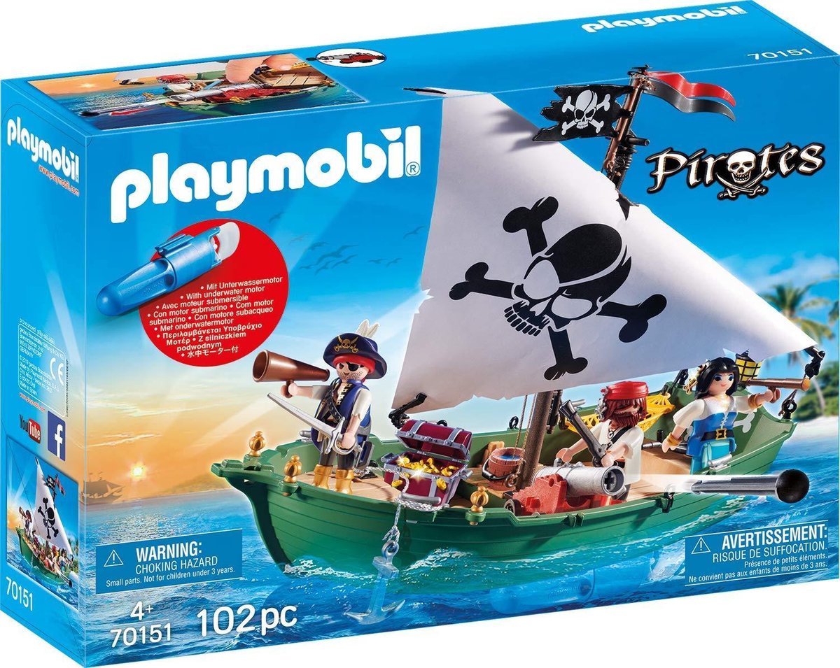 Péniche pirate PLAYMOBIL Pirates avec moteur sous-marin - 70151