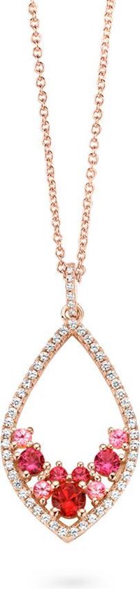 Velini jewels -P6409F -Hanger+Ketting -925 Zilver rosé -Gekleurde Cubic Zirkonia