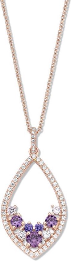 Velini jewels -P6409AM -Hanger+Ketting -925 Zilver rosé -Gekleurde Cubic Zirkonia