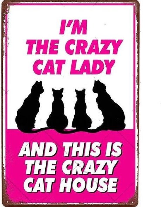 Th Commerce Crazy Cat Lady Gekke Katten Vrouw Kat Poes Dier Metalen Wandbord Bol Com