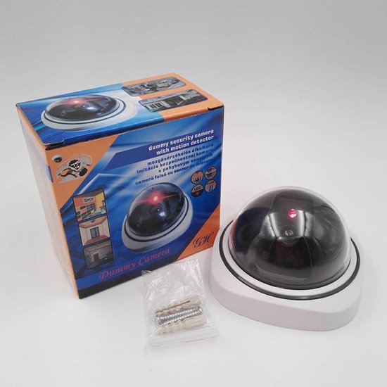 ELEAR Zilver Dummy Camera Nep Beveiligingscamera met Ledlicht Koepel Nepcamera Bewakingscamera Met Knipperend Licht Fake Camera voor Buiten Weerbestendige
