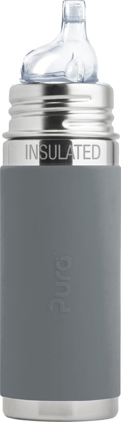 Babyflesje - Pura thermos tuitfles - Plasticvrij - 260 ml - Grijs
