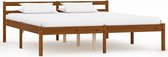 Bedframe Bruin Hout (Incl LW Anti kras Vilt) 160x200 cm - Bed frame met lattenbodem - Tweepersoonsbed Eenpersoonsbed