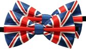 2x Engeland verkleed vlinderstrikjes 12 cm voor dames/heren - United Kingdom/Groot-Britannie thema verkleedaccessoires/feestartikelen - Vlinderstrikken/vlinderdassen met elastieken sluiting
