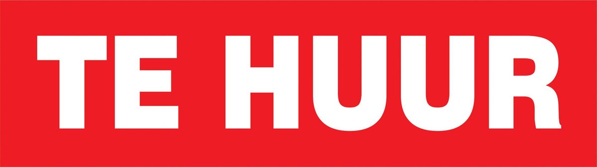 5x "Te Huur" stickers 35 x 10 cm, Vinyl Rood/Wit