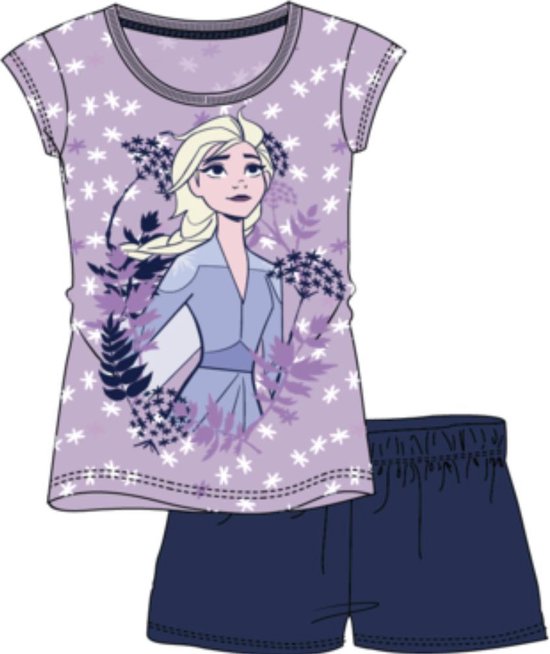 Pyjama à manches courtes Disney Frozen 2 - violet - bleu - taille 128 cm / 8 ans