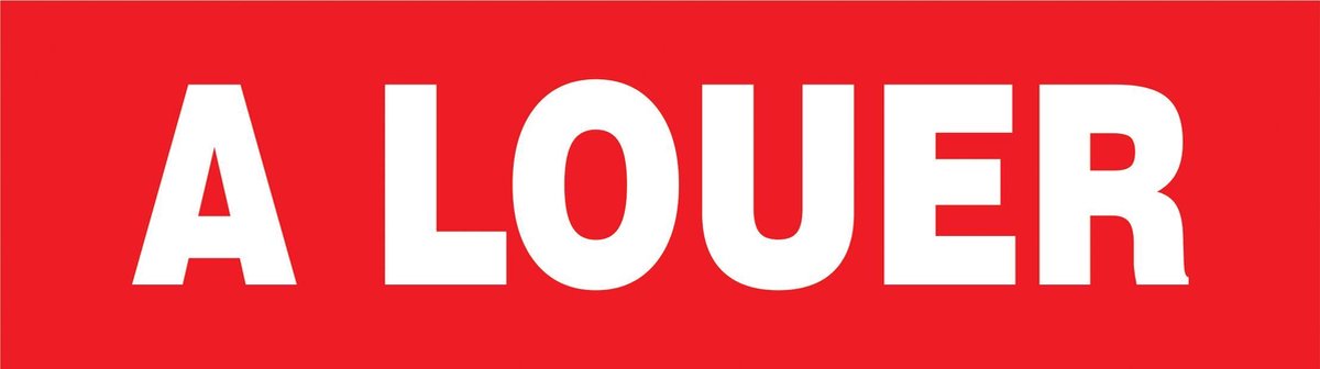 5x "A Louer" stickers 35 x 10 cm, Vinyl Rood/Wit
