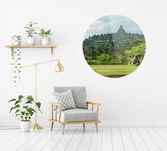 Borobudur | Tempels | Wanddecoratie | 40CM x 40CM | Schilderij | Foto op plexiglas