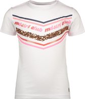 Moodstreet Meisjes T-shirt korte mouw met borst print - white - Maat 110/116