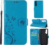 Blauw vlinder agenda case hoesje Huawei Nova 5T