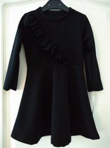 Zwarte meisjes jurk met sierstrook 92