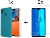 Huawei Y9 2019 hoesje shock proof case cover transparant - 2x Huawei Y9 2019 screenprotector
