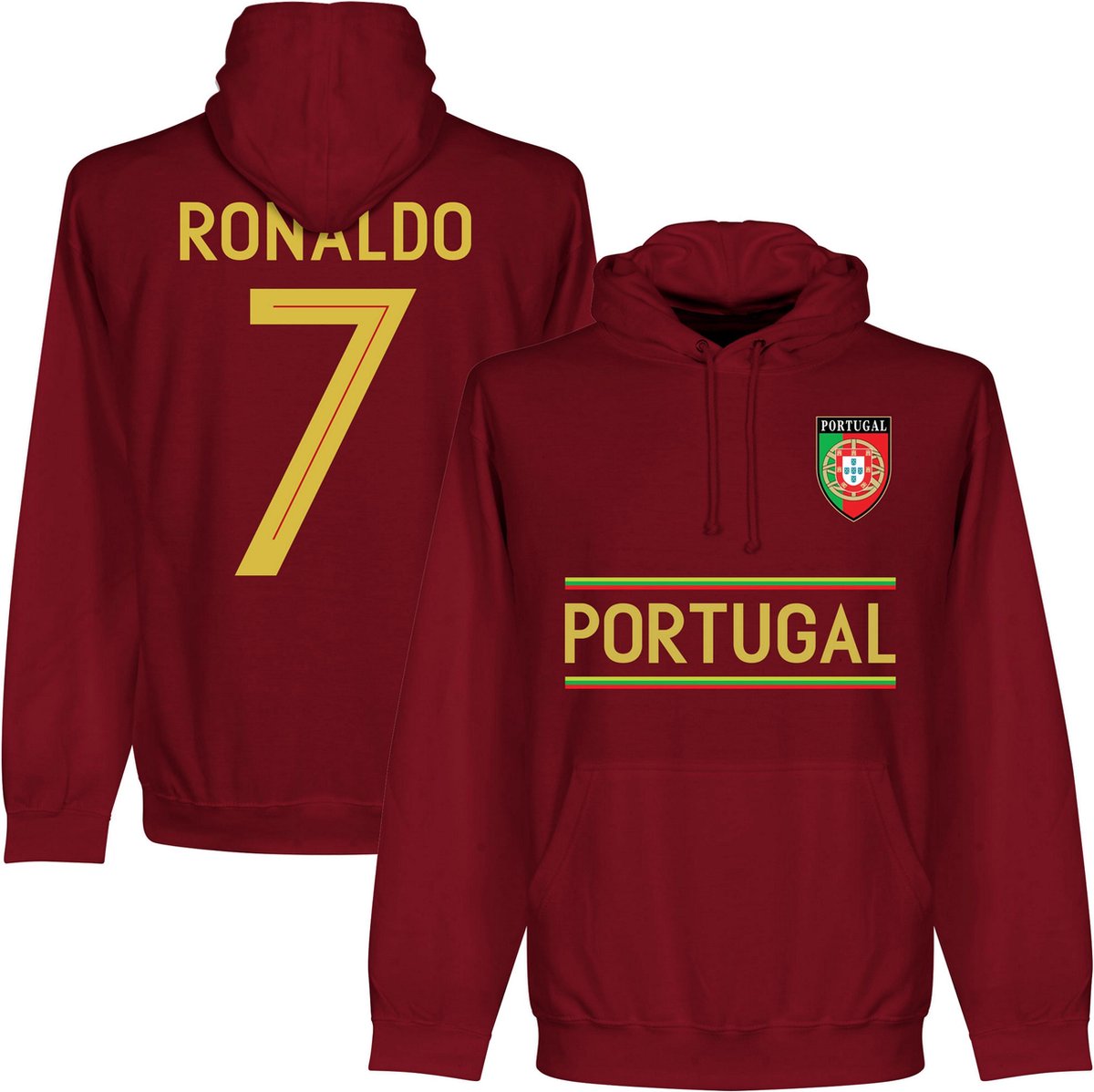 Portugal Ronaldo Team Hoodie - Bordeaux Rood - S