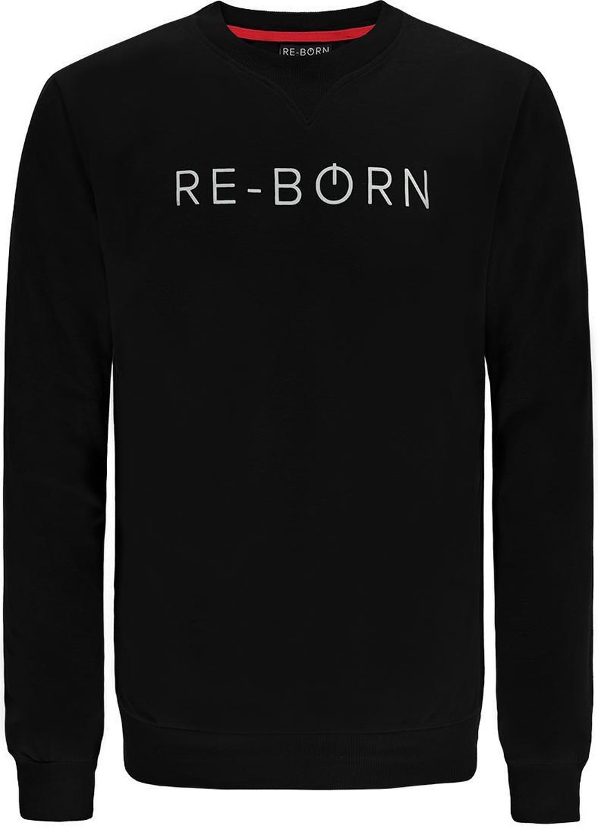 Re-Born - Sportkleding - Sweater - Sporttrui - Padel - Fitness - Tennis - Trui Ronde Hals Lange Mouw - Heren - Zwart - Maat M