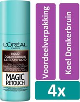 L'Oréal Paris Magic Retouch 75 ml Koel Donkerbruin 4 stuks Voordeelverpakking