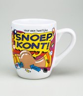Mok - Cartoon Mok - Voor een heerlijke Snoepkont - Gevuld met een luxe cocktailmix - In cadeauverpakking met gekleurd krullint