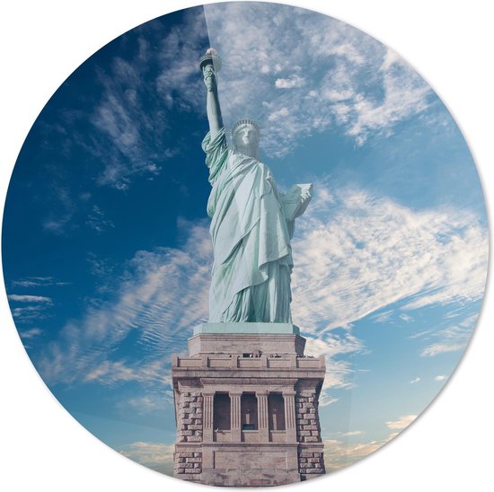 Statue de la Liberté | New York | Villes | Plexiglas rond | Décoration murale | 80 cm x 80 cm | Peinture | Photo sur plexiglas