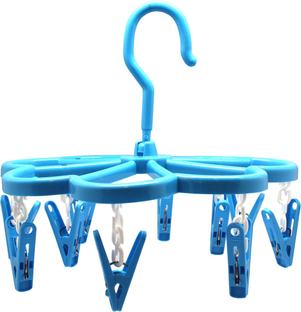GS hangend wasrek met 10 knijpers - Droogcarrousel / Droogrek inklapbaar - Blauw