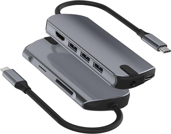 8-in-1 USB-C Dock met stroomtoevoer - ben je direct voorzien om al je randapparatuur aan te sluiten - HDMI 4K, USB-C en 3x USB 3.0 - MacBook (Thunderbolt 3) en Laptops - USB-C Dock