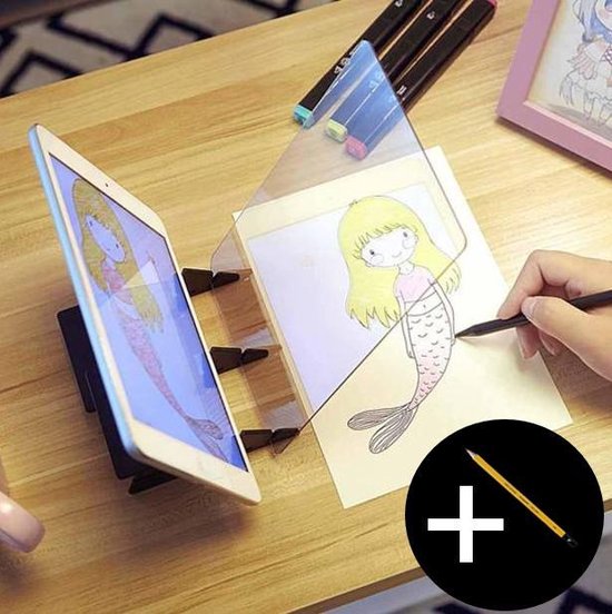 bol.com | schets teken spiegel met gratis potlood - foto tekenbord -  overtekenen - schetsen...