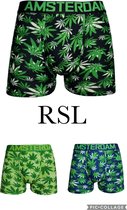 Heren boxershort 3 pack XXL  met bladeren in 3 kleuren