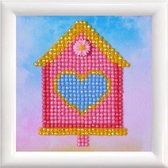 Diamond Painting Volwassenen - Ronde Steentjes - Volledig Pakket - Hobby - Diamond Dotz® - DD1.002F - Roze huisje met lijst