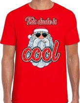 Fout Kerst shirt / t-shirt - Stoere kerstman - this dude is cool - rood voor heren - kerstkleding / kerst outfit S (48)