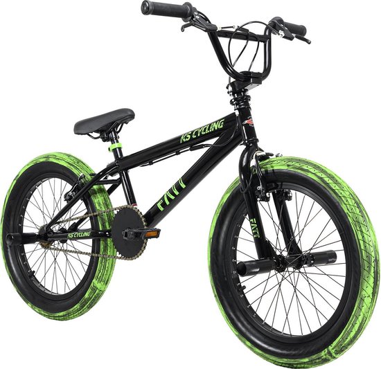 geweer volume na school Ks Cycling Fiets BMX Freestyle 20'' Fatt zwart-groen - 25 cm | bol.com