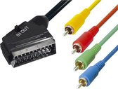 Transmedia Scart (m) - Component 3RCA + Composiet RCA (m) kabel / zwart - 2 meter