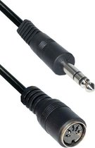 DIN 5-pins (v) - 6,35mm Jack (m) audio adapter / zwart - 0,20 meter