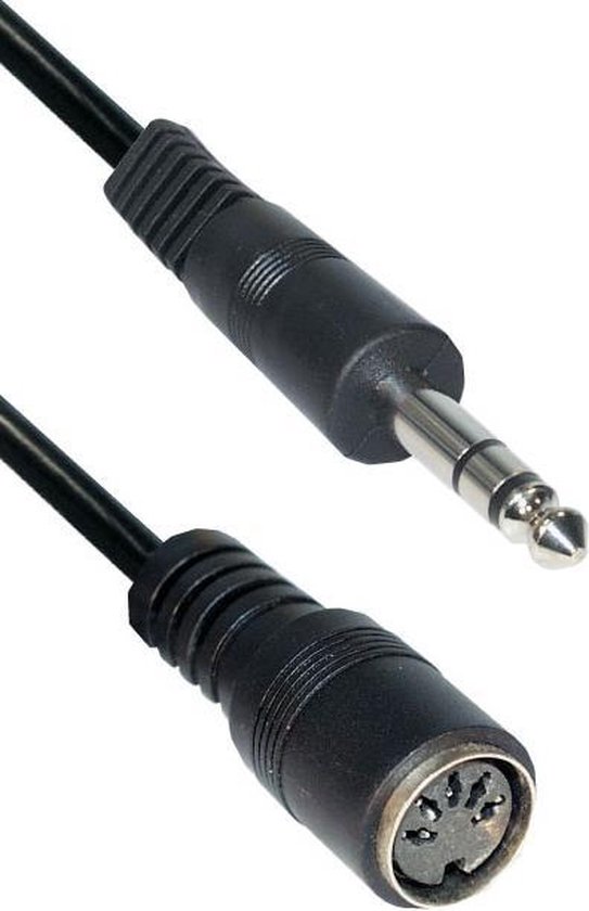 Transmedia DIN 5-pins (v) - 6,35mm Jack (m) audio adapter / zwart - 0,20  meter | bol.com