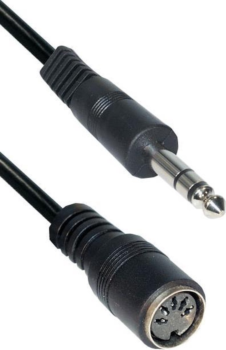 DIN 5-pins (v) - 6,35mm Jack (m) audio adapter / zwart - 0,20 meter |  bol.com