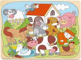 Houten puzzel boerderij in frame 10 pcs