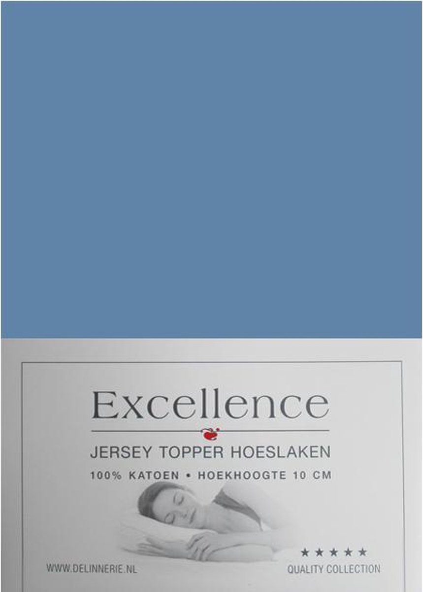 Excellence Jersey Topper Hoeslaken - Eenpersoons - 80/90x200/210 cm - Blue