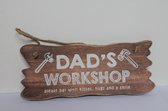 Tekstbord 12x30cm dad's workshop - Naturel papa