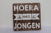 tekstbord Hoera een jongen naturel 20 x 20