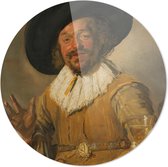 Een schutter die een berkenmeier vasthoudt, bekend als ‘De vrolijke drinker’ | Frans Hals | Rond Plexiglas | Wanddecoratie | 60CM x 60CM | Schilderij | Oude meesters | Foto op plex