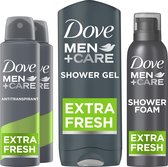Dove Men+Care Extra Fresh - Antitranspirant Deodorant, Douchegel en Doucheschuim - Voordeelverpakking