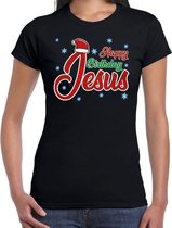 Fout kerstshirt / t-shirt zwart Happy birthday Jesus voor dames - kerstkleding / christmas outfit 2XL
