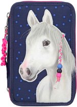 Depesche Miss Melody 3-vaks etui applicatie blauw